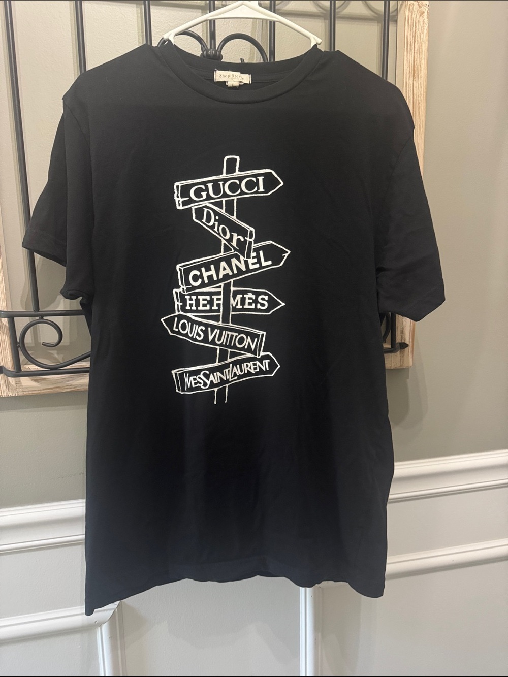 Shop Stevie Black Short-Sleeve Logo Signpost Tee L